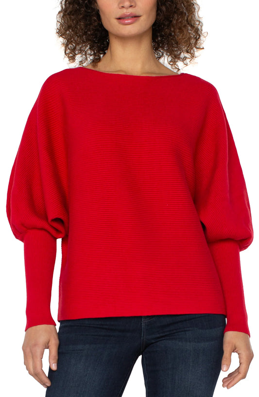 Liverpool Long Sleeve Boat Neck Dolman Sweater-Tango Red
