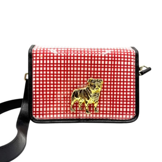 Garland Red and White Grid Clear Stadium Bag with Bulldog