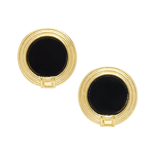 Susan Shaw Roma Studs-Gold/Black Onyx