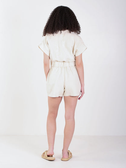 Emily McCarthy Poppy Linen Romper- Birch