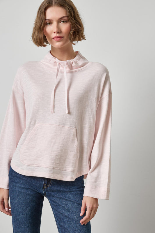 Lilla P Vintage Kangaroo Pocket Drop Shoulder Top-Roseblush