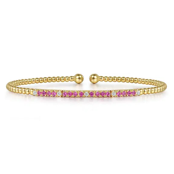 Gabriel 14kt Yellow Gold Bujukan Diamond and Ruby Split Bangle