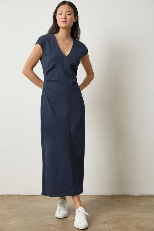Lilla P Side Tuck Maxi Dress-Navy