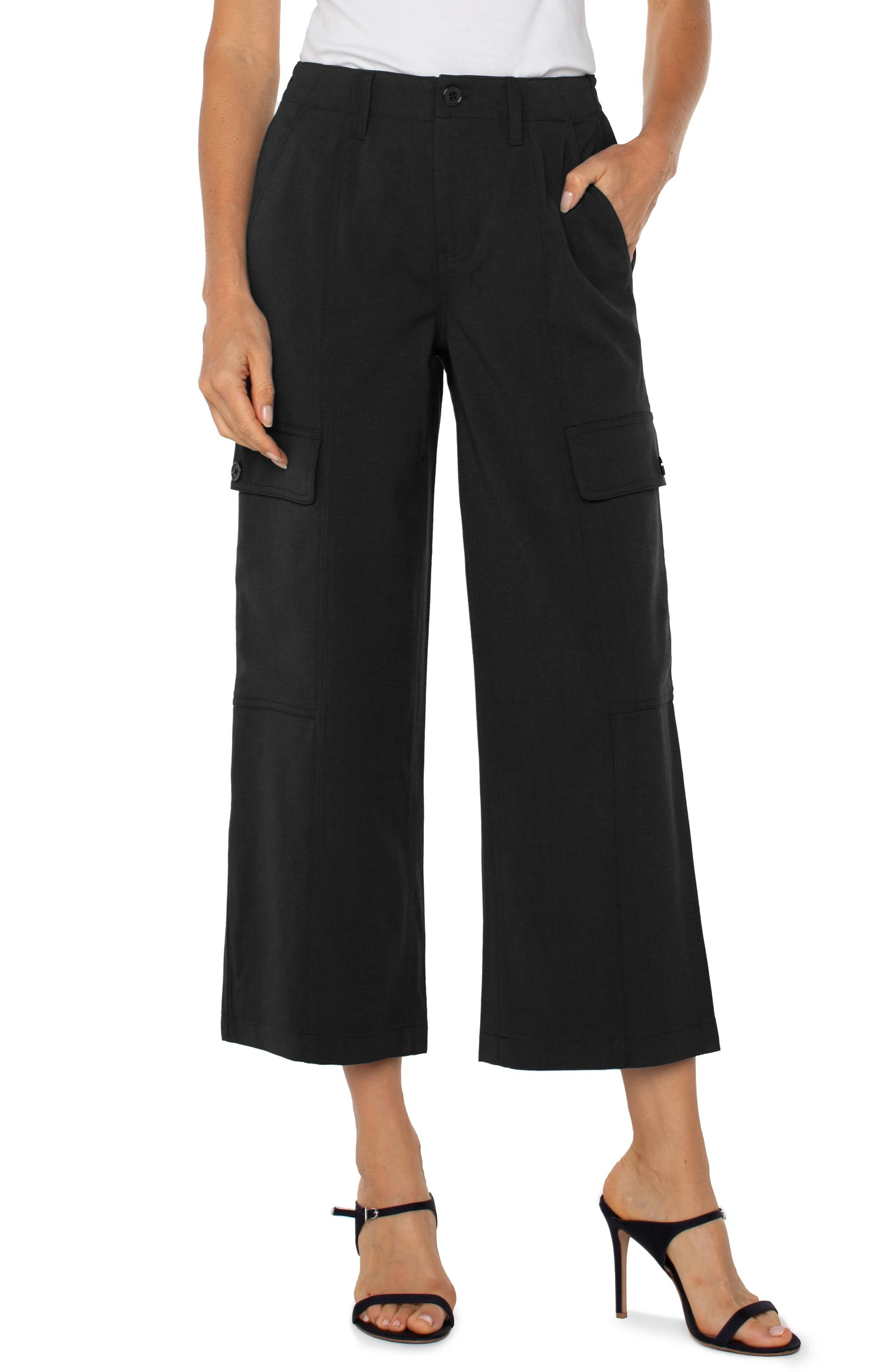 Liverpool Hi-rise Cargo Crop Straight-Black