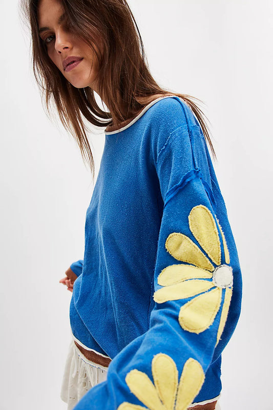 Free People You're A Star Tee-Navy Combo