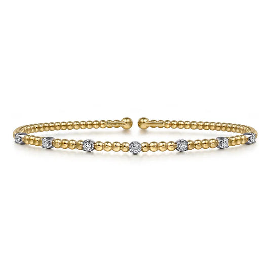 Gabriel 14kt White & Yellow Gold Bujukan Diamond Stations Bangle