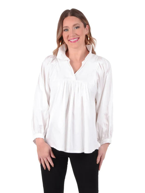 Emily McCarthy Stella Top-White Cotton Poplin