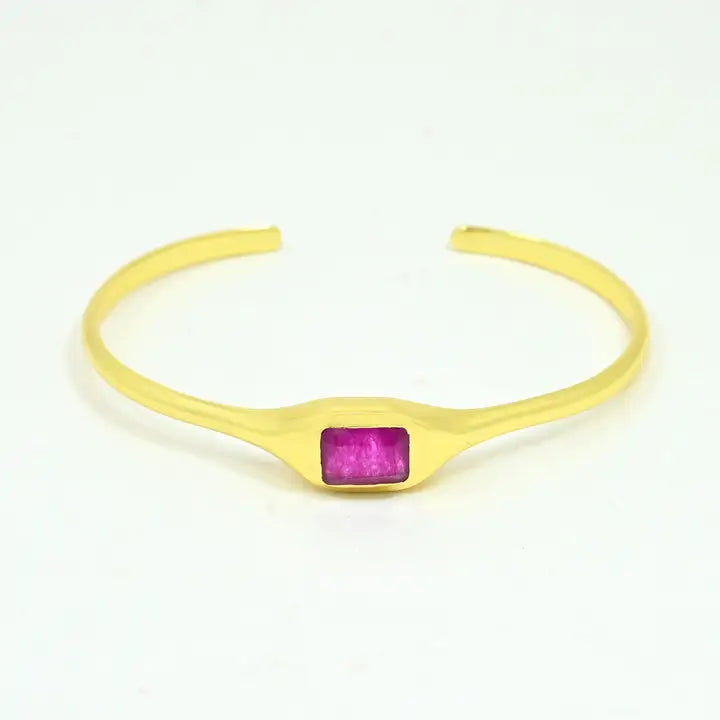 Taryn Bangle-Gold/Pink Jade