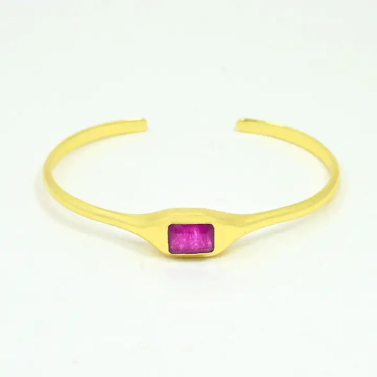 Taryn Bangle-Gold/Pink Jade