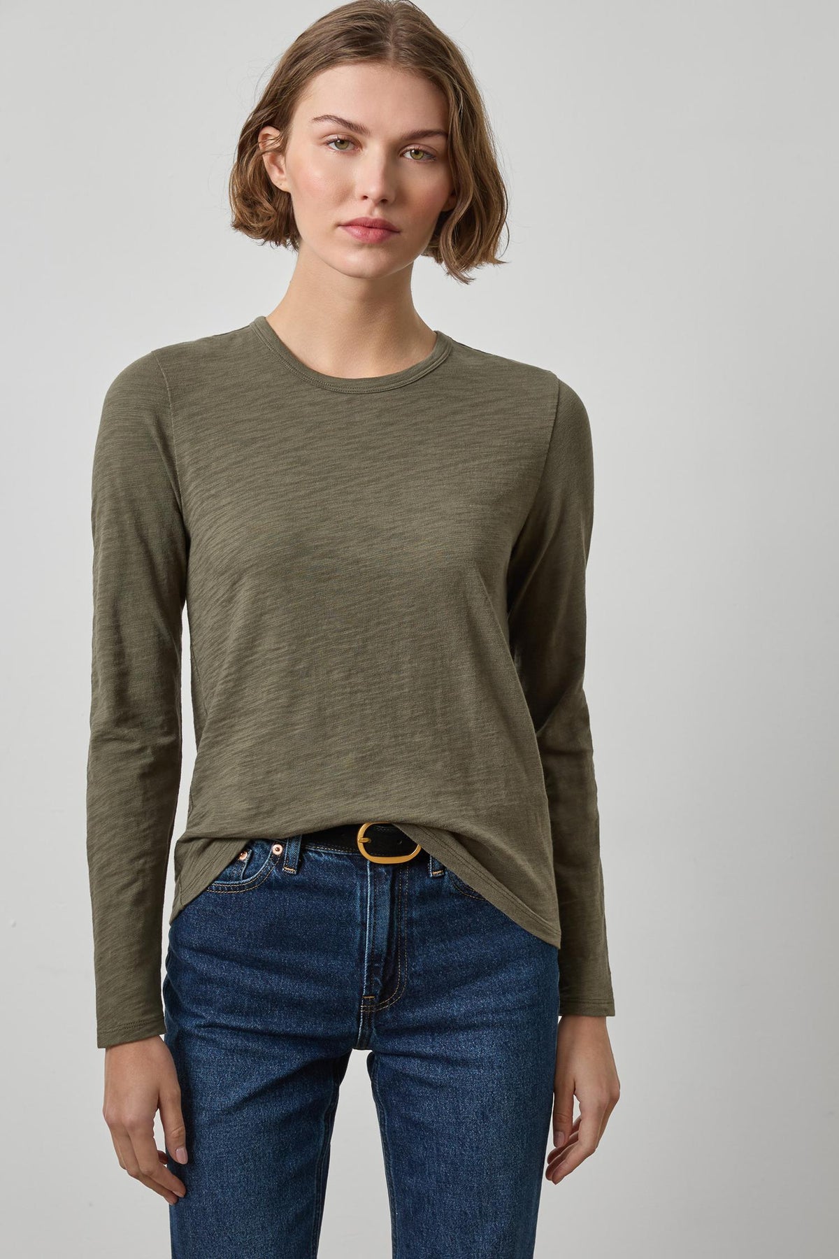 Lilla P Long Sleeve Crewneck Tee-Olive