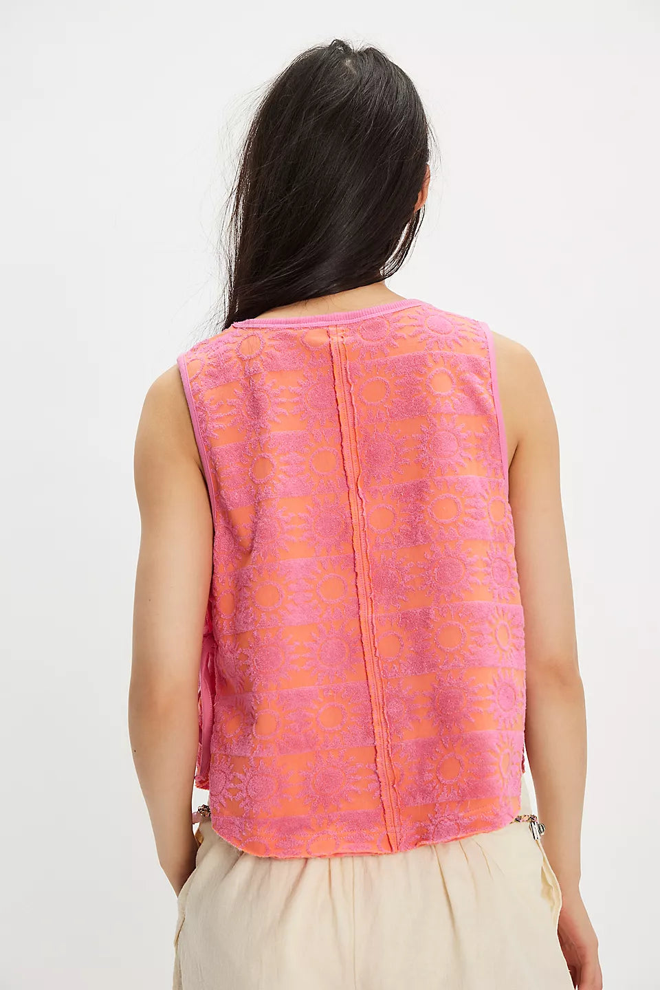 Free People Towel Terry Top- Pink Combo