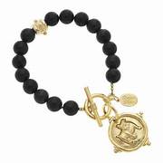 Susan Shaw Bulldog Bracelet-Black Onyx