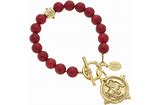 Susan Shaw Bulldog + Red Coral Bracelet