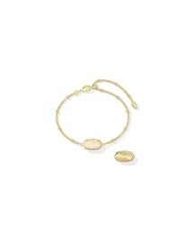 Kendra Scott Tiger Stripe Elaina Chain Bracelet-Gold/Natural Mother of Pearl