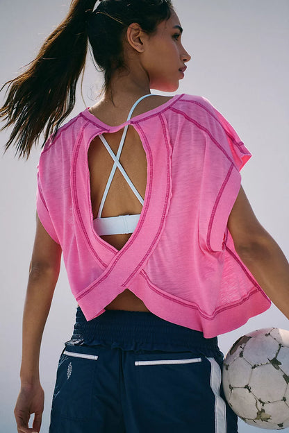 Free People My Time Tee-Hot Pink