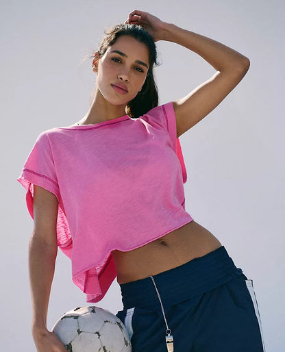 Free People My Time Tee-Hot Pink