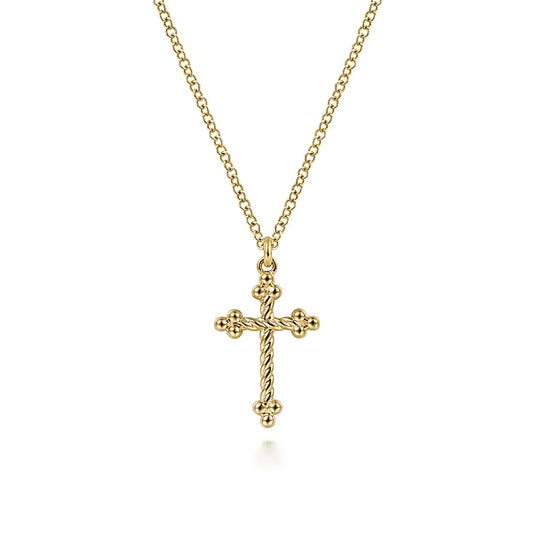 Gabriel 14kt Yellow Gold Twisted Rope Cross Necklace