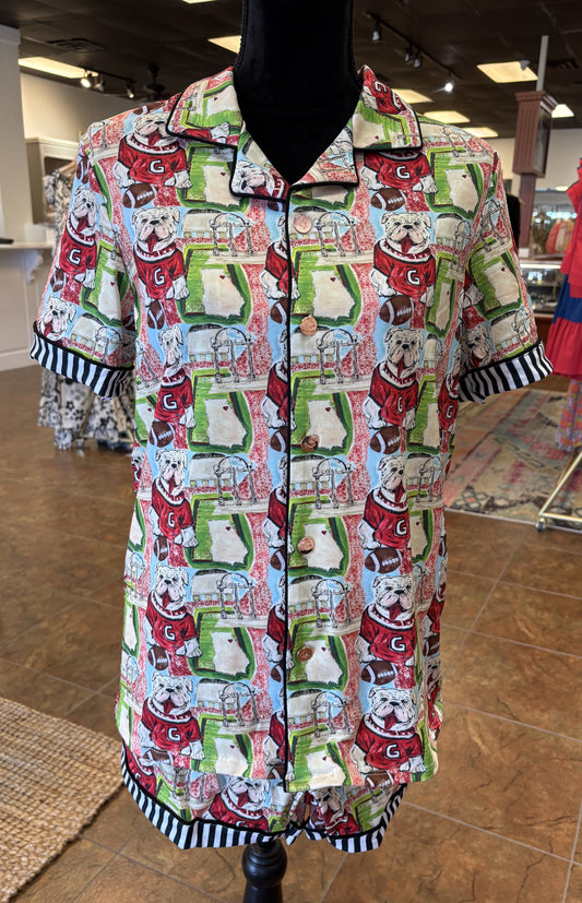 Mandi Paris Designs Short PJ's-GA Bulldogs Print
