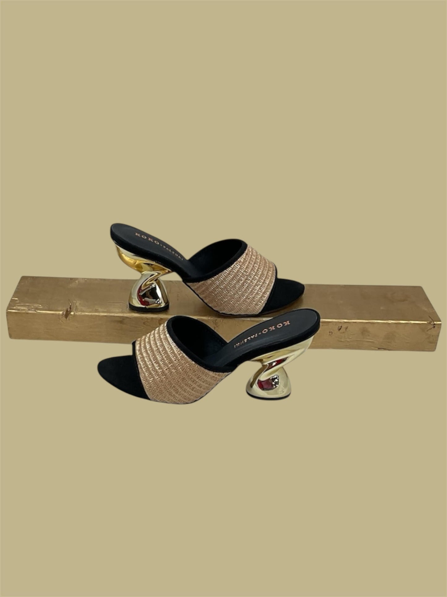 Koko Thea Sandal-Black Nubuck/Raffia