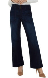 Liverpool Patch Pocket Wide Leg Jean in Summit Lake Wash