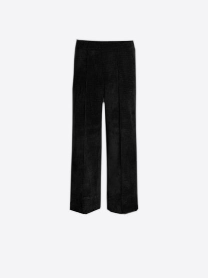 Vilagallo  Corduroy Straight Trousers-Black