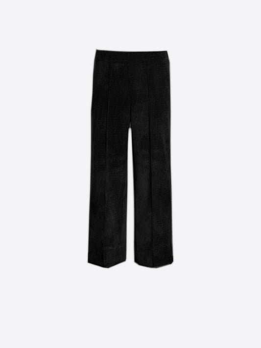 Vilagallo  Corduroy Straight Trousers-Black