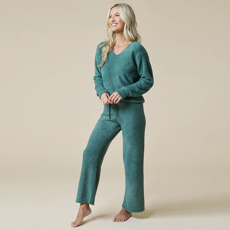 Softies Marshmallow V-Neck Lounge Set-Dusty Green