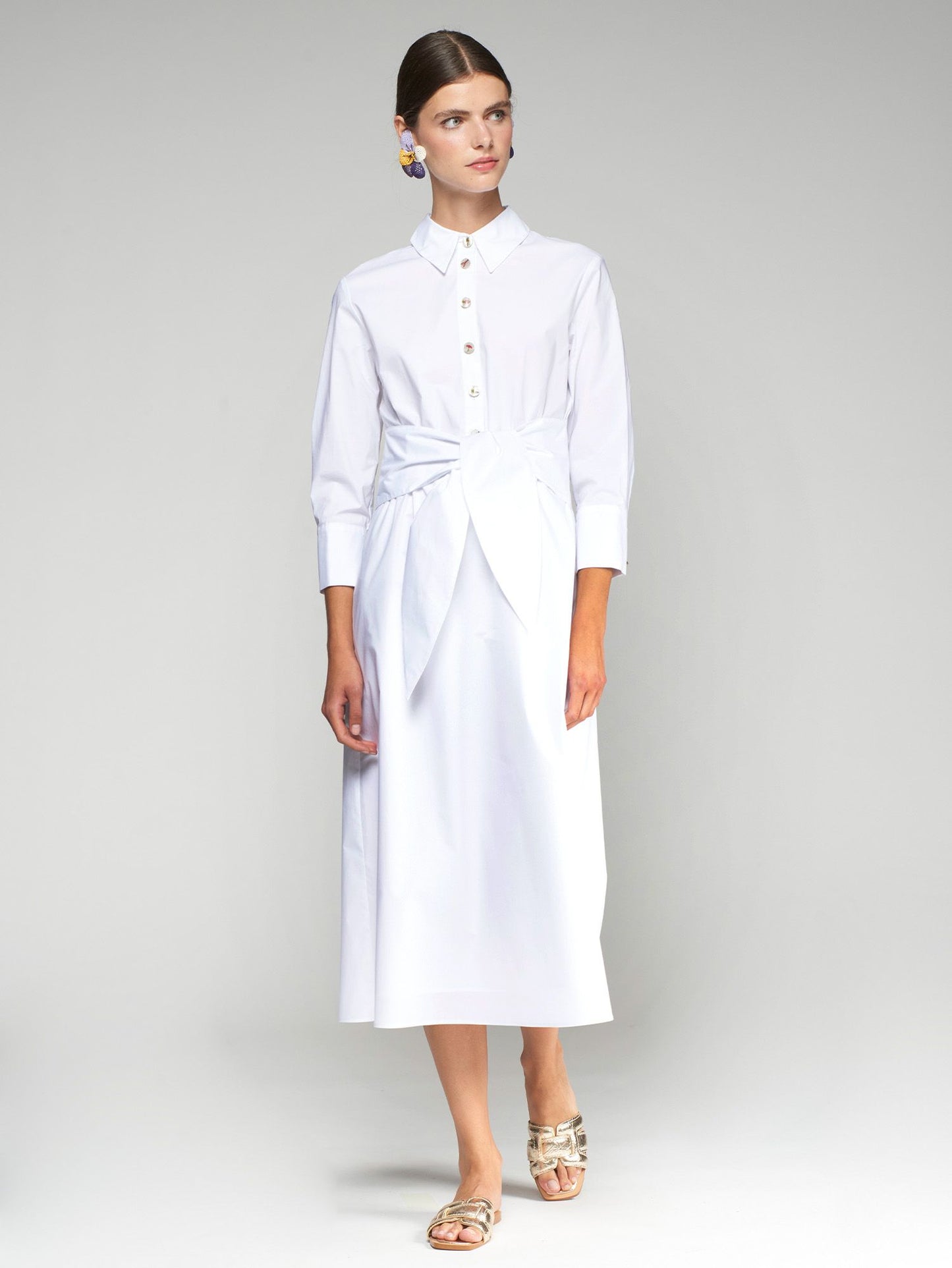 Vilagallo White Button Front Dress