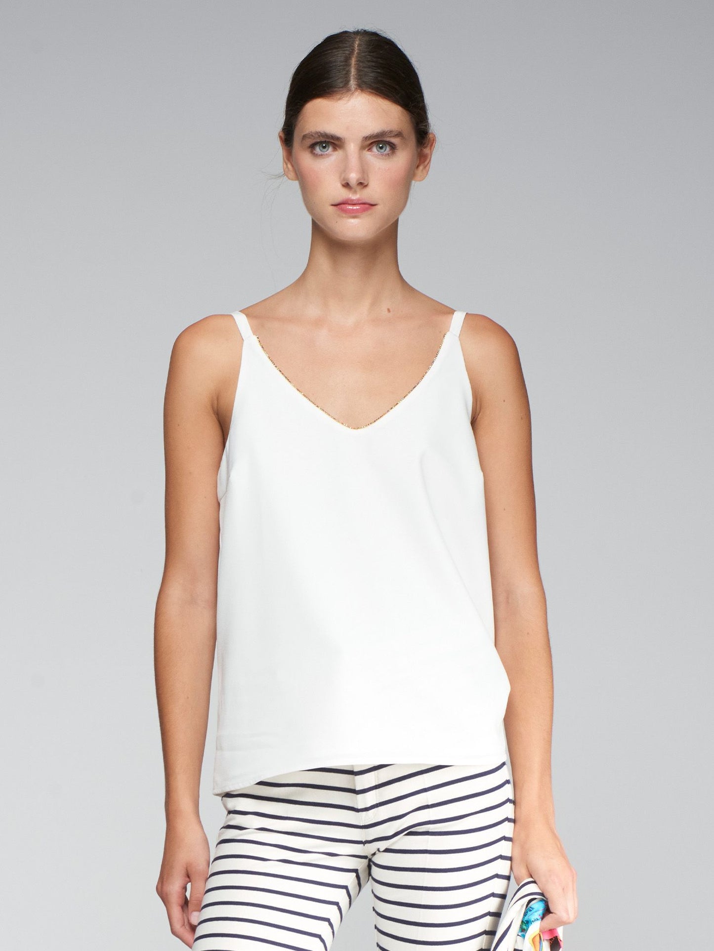 Vilagallo Tank with Beaded Neckline