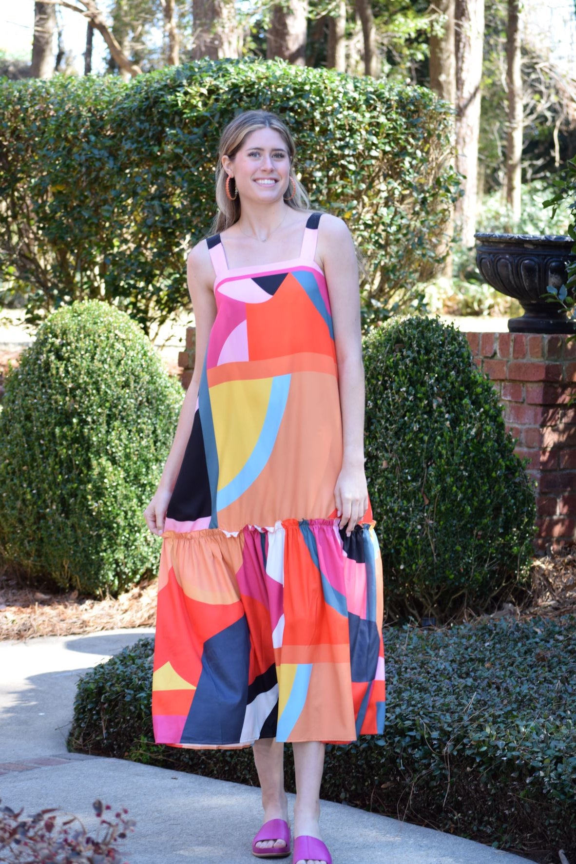 Color Block Print Maxi Dress
