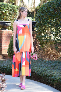 Color Block Print Maxi Dress