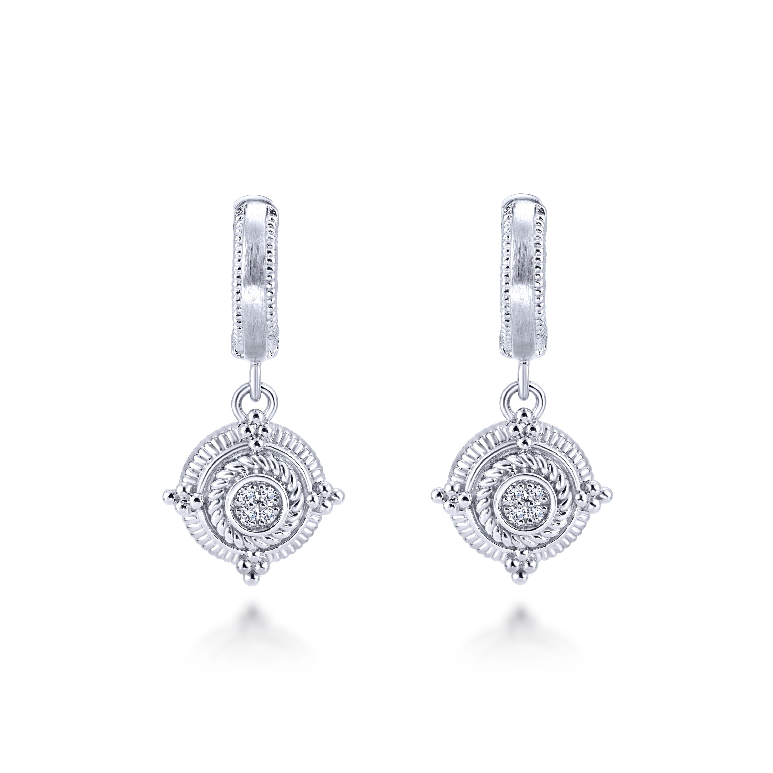 Sterling Silver and Diamond Drop Earrings