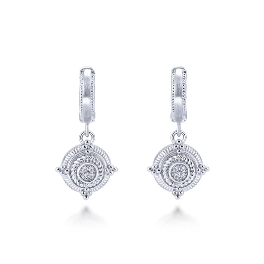 Sterling Silver and Diamond Drop Earrings