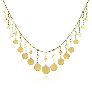 14K Yellow Gold Necklace with Round Shape Drops