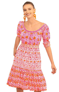 Gretchen Scott All Dolled Up Mini Dress in East India Pink and Orange