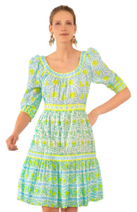 Gretchen Scott All Dolled Up Mini Dress in East India Turquoise and Lime