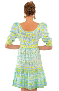 Gretchen Scott All Dolled Up Mini Dress in East India Turquoise and Lime