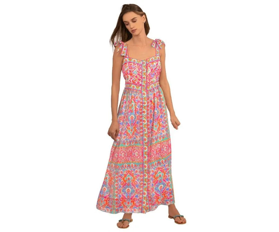 Gretchen Scott Fun in the Sun Maxi Dress Watteau Pink/Lime