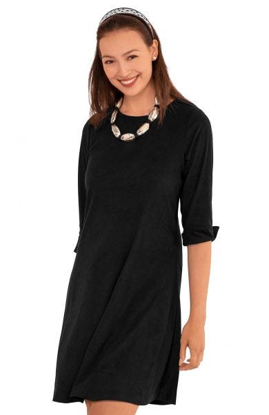 Gretchen Scott Black Ultrasuede Swinger Dress