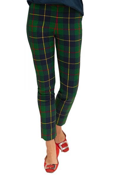 Gretchen Scott - Plaidly Cooper Classic Green Multi Pull On Pant